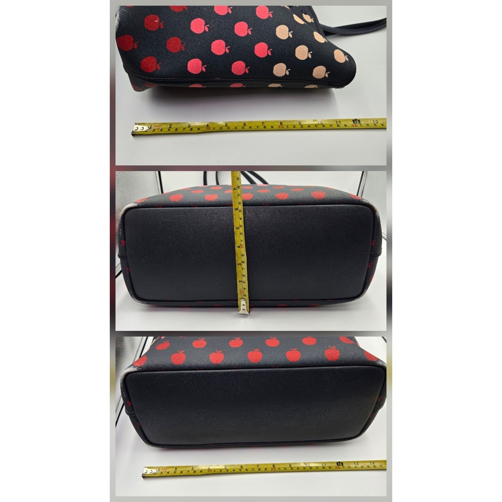 Kate Spade‎ New York Apple Print Tote Bag Black Red Pink - Picture 4 of 10